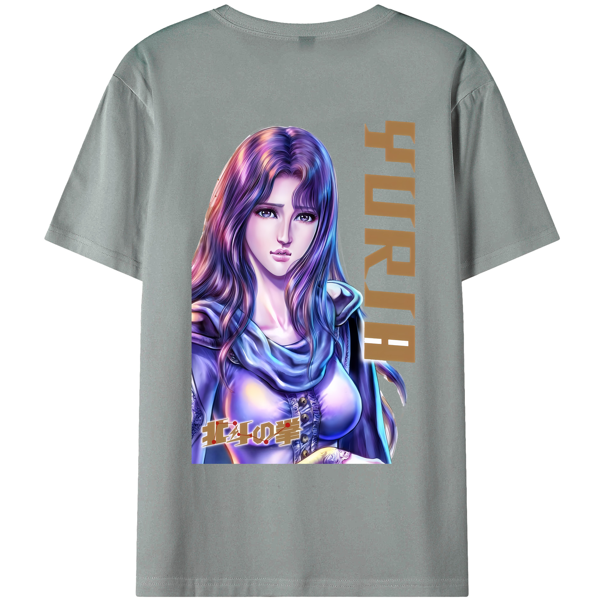（画像用） 北斗の拳 Fist of the North Star 綿100％ メンズ半袖Tシャツ（バックプリント） 通気性